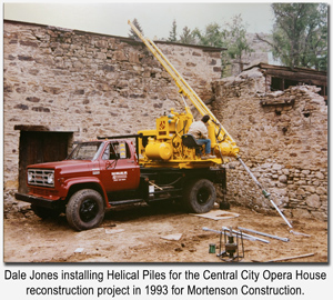 Dale Jones installing Helical Piles in Central City, Colorado